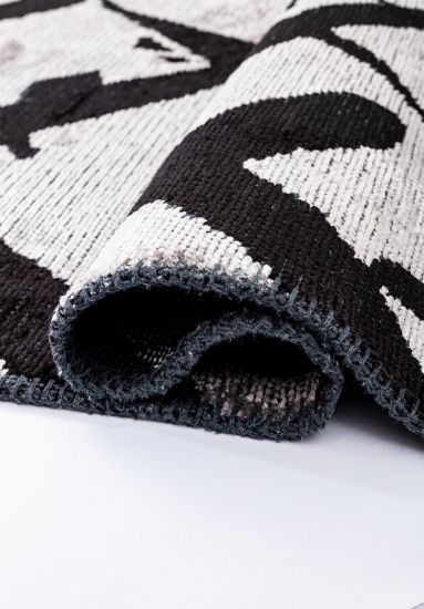 Tranquil Grey & Black Distressed Living Room Rug