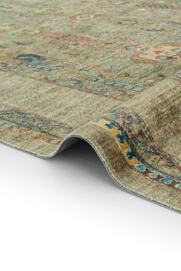 Viptrage Green Multicolour Persian & Oriental Bedroom Rug