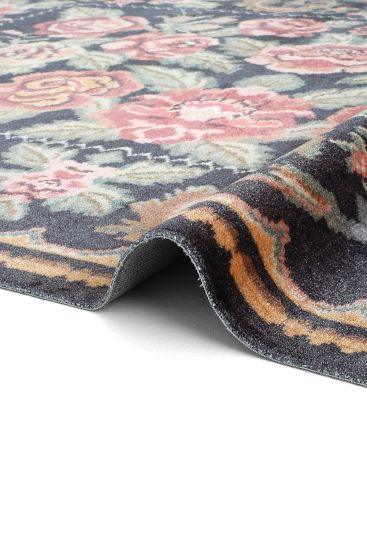 Viptrage Pink Black Floral Bedroom Rug