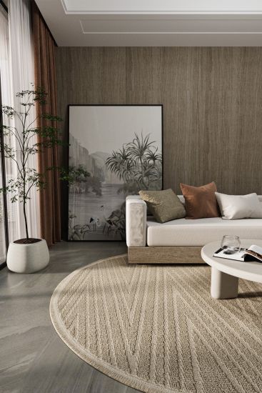 Neptork Beige Stripes Bedroom Rug