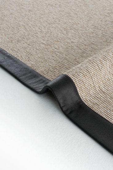 Sipatal Beige Black Jute & Sisal Bordered Outdoor Area Rug