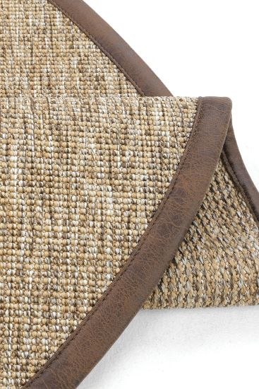 Sisal85 Beige Brown Plain Bordered Bedroom Rug