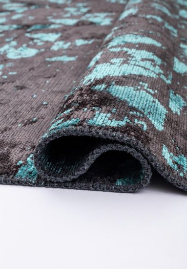 Blue & Grey Abstract Motif Living Room Rug