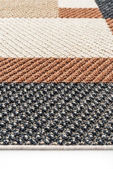 Breptis Beige Brown Modern Patchwork Bedroom Rug