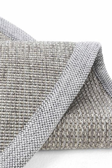 Sisal85 Beige Grey Plain Bordered Bedroom Rug