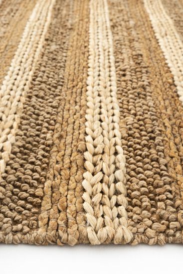 Napturals Brown Beige Modern Stripes Living Room Rug