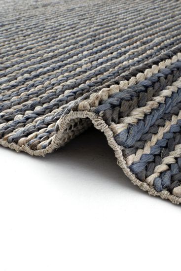 Napturals Charcoal Blue Stripes Plain Area Rug