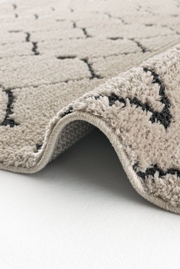 Miptlan Beige Black Bohemian Bedroom Rug