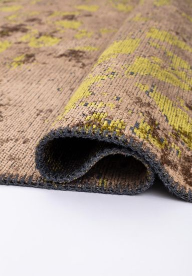 Green & Brown Motif Abstract Living Room Rug