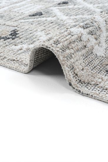 Adora85 Grey Cream Modern Patterned Living Room Rug