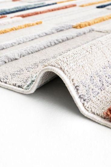 Paltino Cream Multicolour Stripes Bedroom Rug