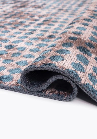 Blue & Pink Tapestry Abstract Living Room Rug