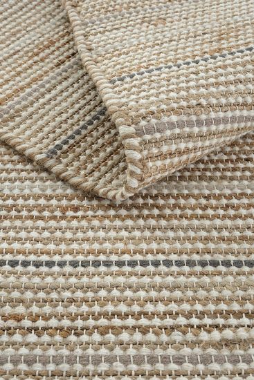 Vimptal Brown Cream Plain Stripes Outdoor Area Rug