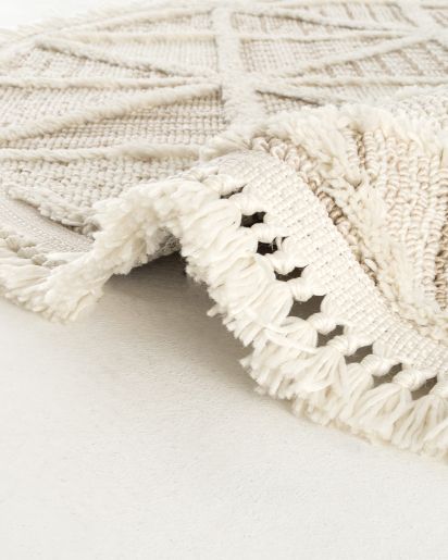 Saptrika Cream Beige Modern Geometric Living Room Rug