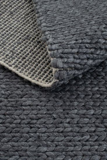 Eltape Charcoal Plain Living Room Rug