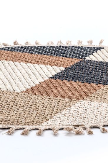 Breptis Cream Copper Patchwork Geometric Bedroom Rug