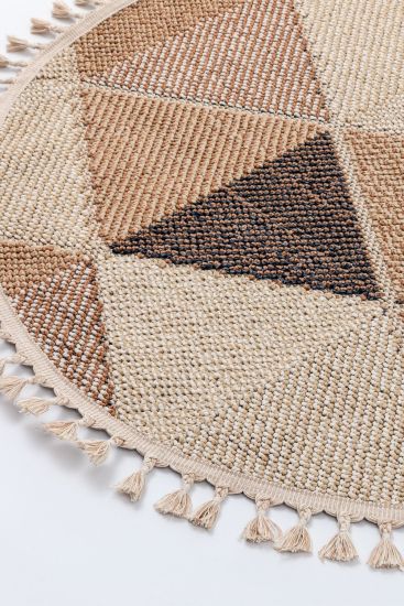 Breptis Cream Copper Geometric Living Room Rug