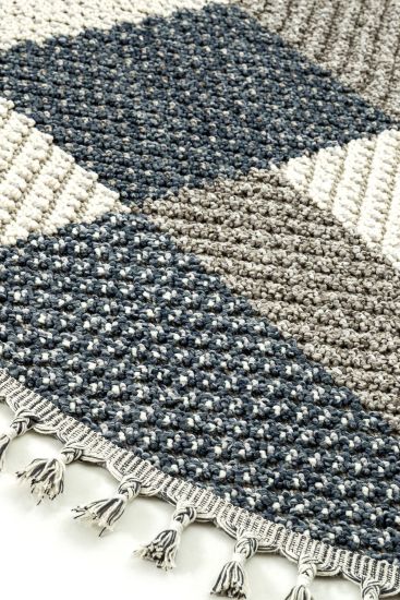 Breptis Cream Grey Patchwork Geometric Indoor Rug