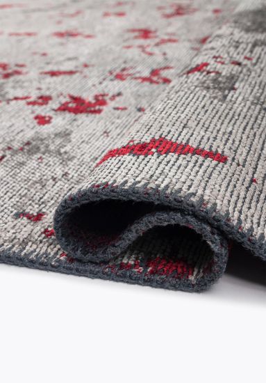 Celesta Grey & Red Abstract Living Room Rug