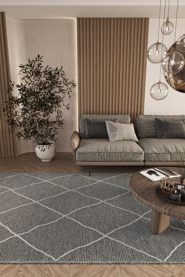 Eltipa Grey Geometric Indoor Rug