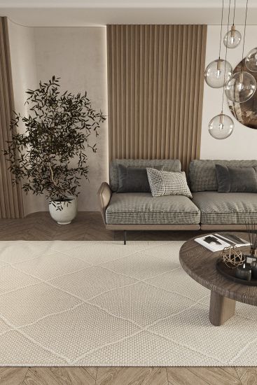 Eltipa Beige Modern Geometric Area Rug