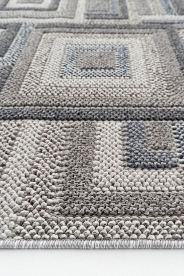 Breptis Grey Charcoal Geometric Bedroom Rug