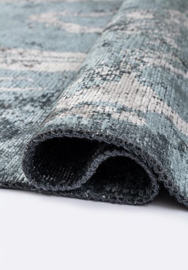 Threadbare Grey & Blue Abstract Living Room Rug