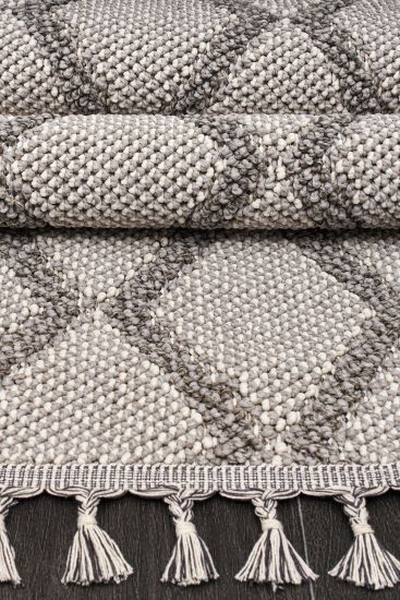 Bristley Grey Aztec Living Room Rug