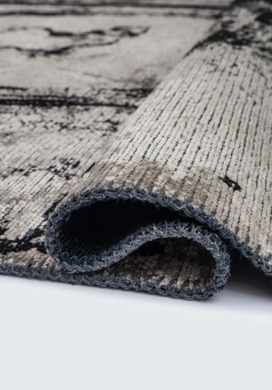 Threadbare Grey & Black Abstract Area Rug