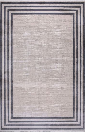 Delora Beige Abstract Bordered Rug
