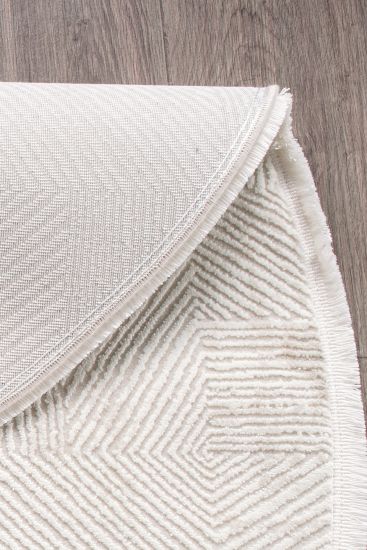 Leto Cream Geometric Scandi Round Rug