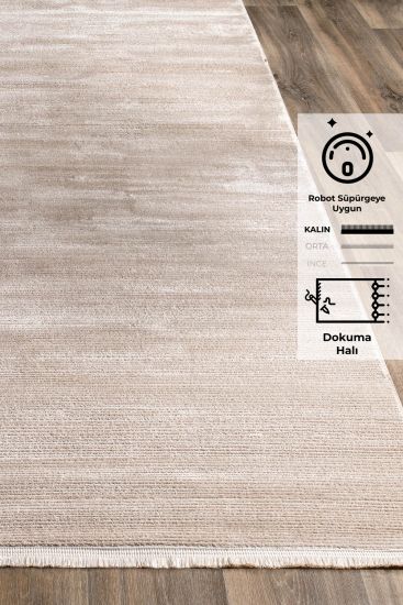 Leto Beige Plain Runner Rug