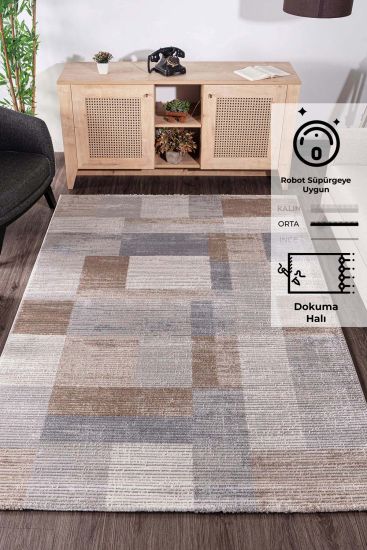 Moratta Brown Scandi Geometric Rug