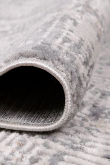 Moratta Grey Geometric Abstract Rug