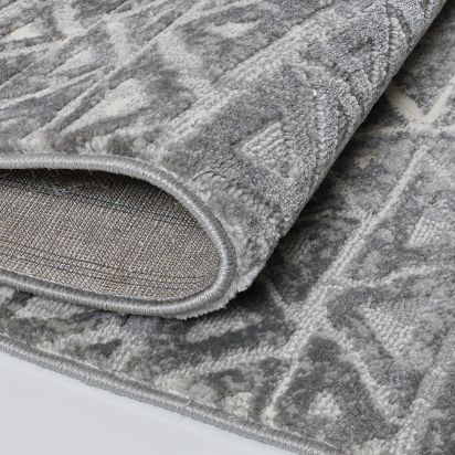 Nova Grey Aztec Trellis Runner Rug
