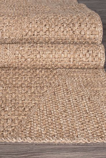 Rosalina Brown Jute Outdoor Trellis Runner Rug