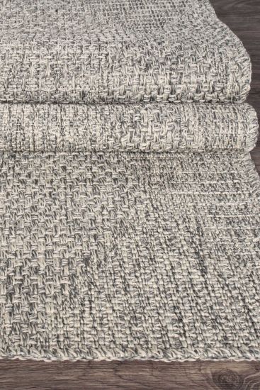 Rosalina Grey Cream Jute Outdoor Trellis Runner Rug