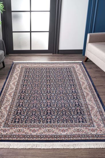 Silver Black Blue Persian Oriental Rug