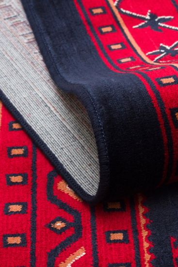 Efsun85 Red Black Patterned Bordered Outdoor Area Rug