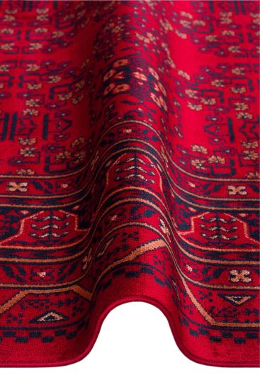 Efsun85 Patterned Bordered Red Black Area Rug
