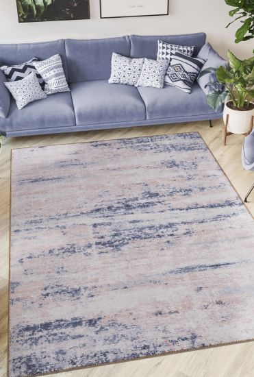 Baskili Pink Charcoal Abstract Indoor Rug