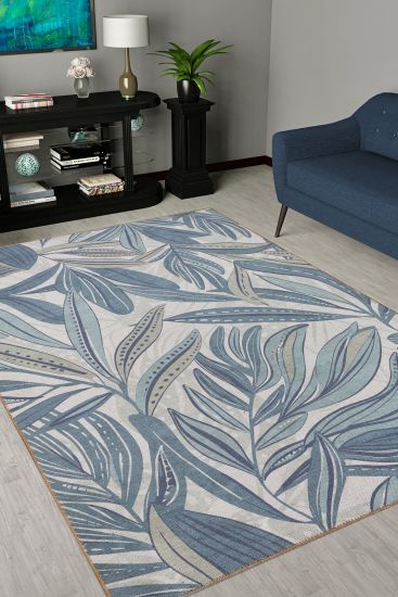 Baskili Green Cream Floral Indoor Rug