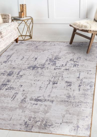 Baskili Grey Cream Abstract Area Rug