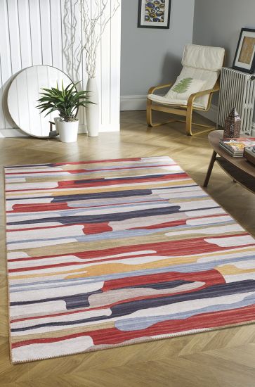 Baskili Multicolour Modern Geometric Living Room Rug