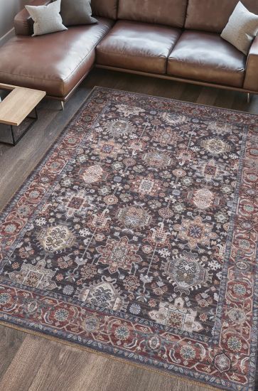 Baskili Multicolour Modern Persian & Oriental Living Room Rug