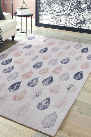 Baskili Cream Pink Floral Area Rug