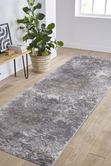 Veloura Grey Cream Abstract Living Room Rug