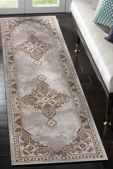 Bravura Beige Cream Modern Persian & Oriental Bedroom Rug