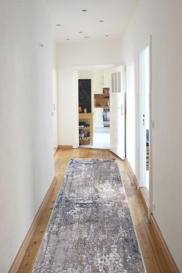 Mistren Grey Cream Abstract Bedroom Rug