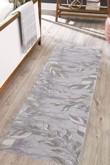 Quenari Grey Cream Floral Area Rug